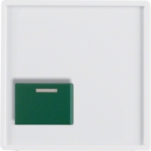Центральная панель для квитирующего переключателя с зеленой кнопкой, Q.1/Q.3, цвет: полярная белизна, с эффектом бархата 12516089