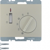 Регулятор температуры помещения с размыкающим контактом, центральной панелью, одноклавишным выключателем и светодиодом, K.5, цвет: стальной лак 20307104