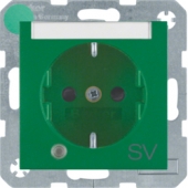 Штепсельная розетка SCHUKO с контрольной лампой, полем для надписи, S.1/B.3/B.7, цвет: зеленый, матовый 41101913