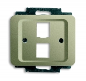 Плата центральная (накладка) для 2-х разъёмов Modular Jack (артикулы 0210, 0211 и 0219), серия alpha exclusive, цвет палладий 2561-02-260