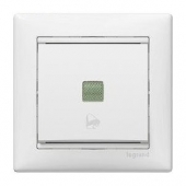 VALENA Кнопка 12В с подсветкой с симвлом Звонок белый